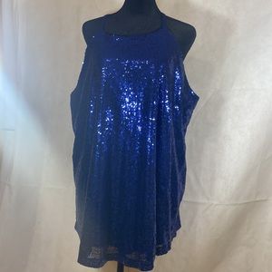 ASHLEY STEWART sequin halter top with peep hole back size 14/16